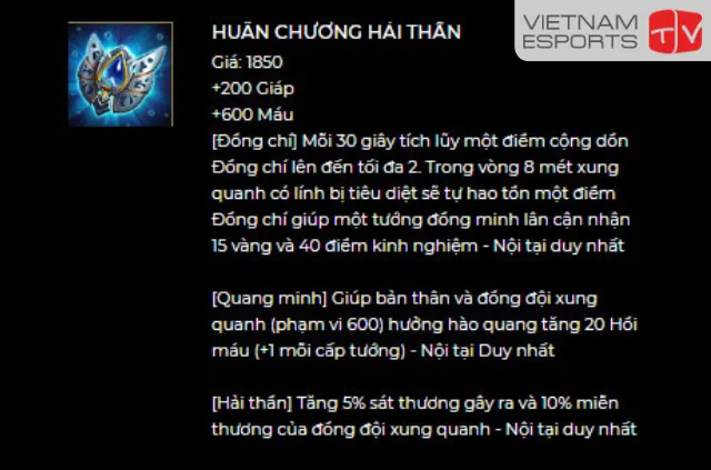 Huân chương Hải Thần tăng khả năng miễn thương